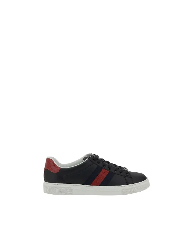 Gucci Striped Leather Sneakers Men Black