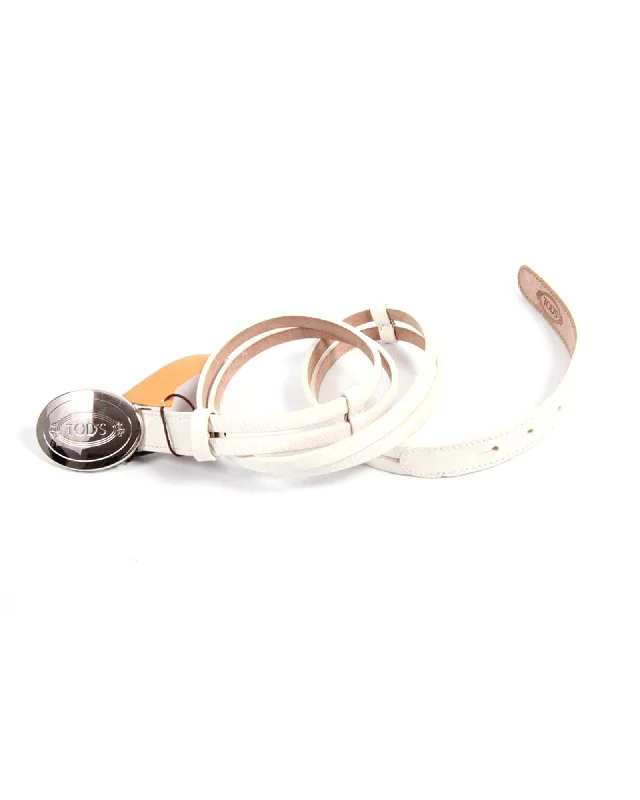 Tod's  Double T Leather Belt - White
