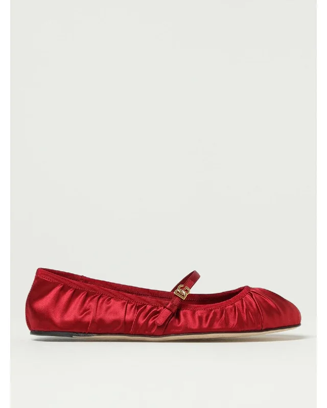 Dolce & Gabbana Satin Mary Jane Flats Women Red Ballet Flats