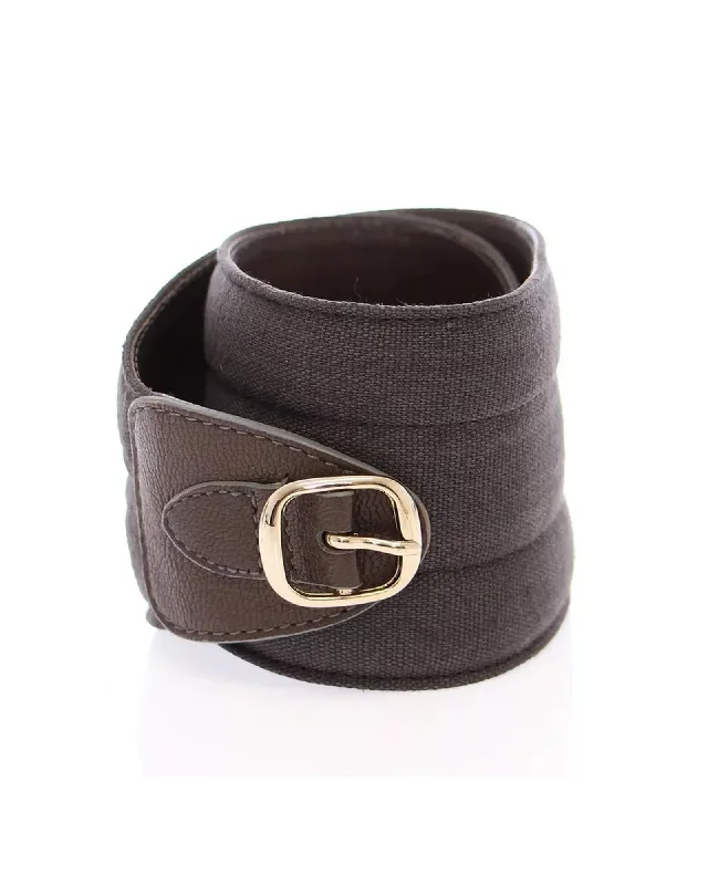 Dolce & Gabbana Leather Linen Logo Waist Belt with 8cm Width and Logo Details