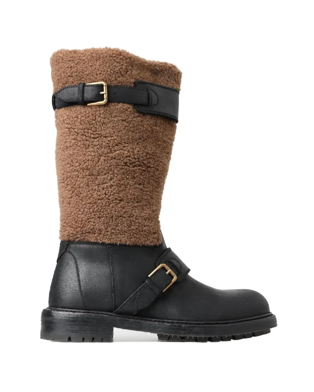 Dolce & Gabbana Leather Shearling Boots
