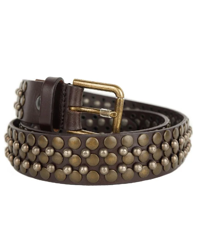 Dolce & Gabbana Studded Leather Belt Women Brown