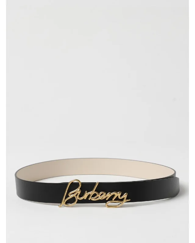 Burberry Signature Buckle Leather Belt Women Black