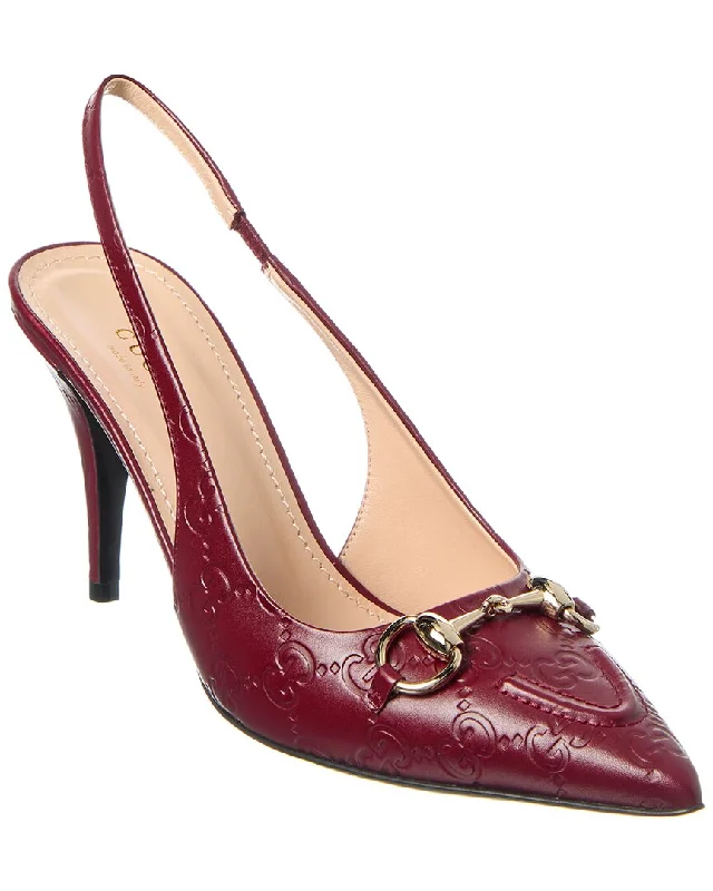 Gucci Horsebit Leather Slingback Pump