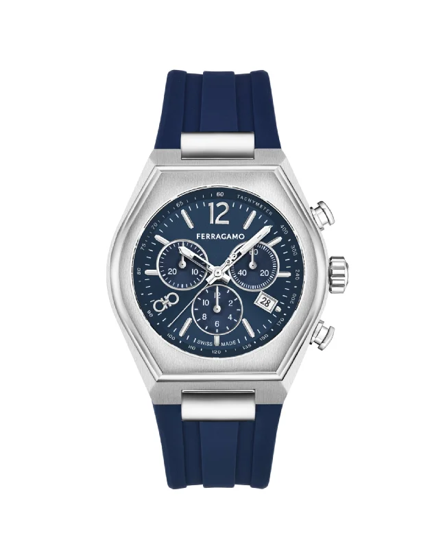 Ferragamo Mens Ferragamo Tonneu Chrono  42mm Strap Fashion Watch