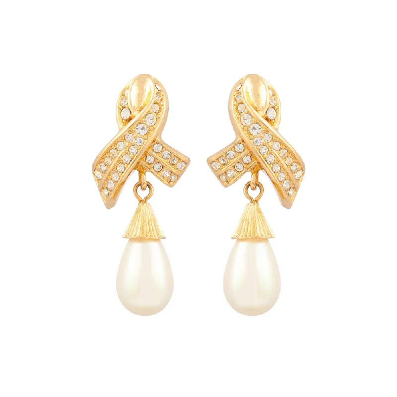 1980s Vintage Christian Dior Faux Pearl Clip-On Earrings