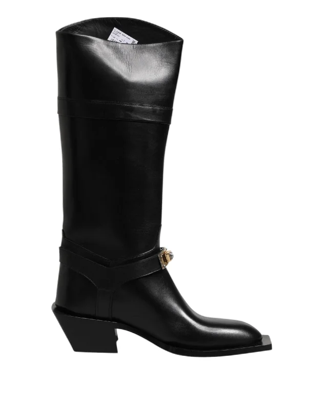 Dolce & Gabbana Leather Strap Buckle Boots Men Black