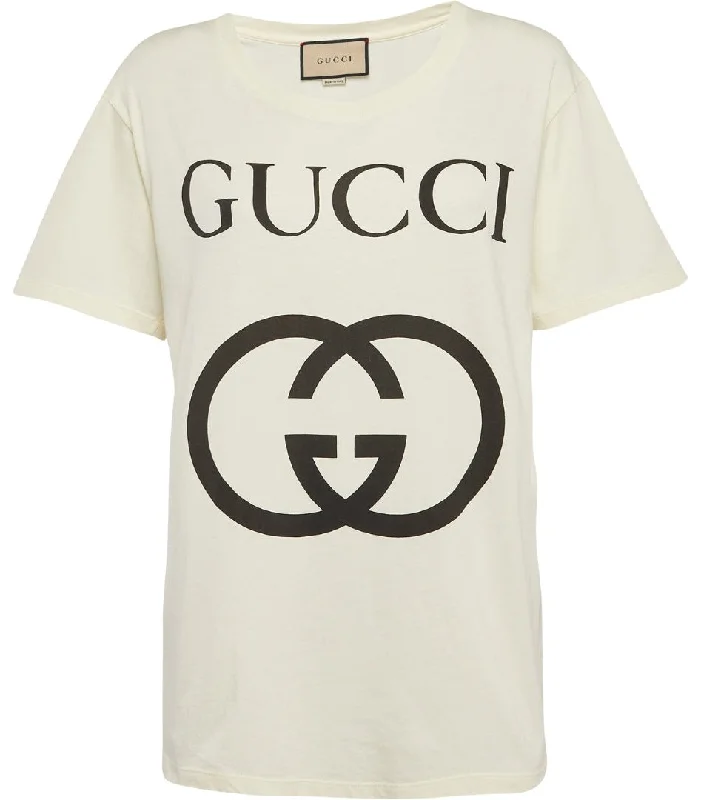 Gucci Interlocking GG Logo Printed White T-Shirt
