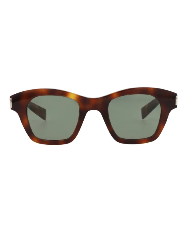 Saint Laurent Unisex Square/Rectangle Havana Havana Green Fashion Designer Eyewear