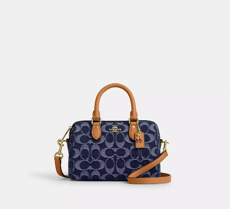 Coach Mini Rowan Crossbody Bag In Signature Denim Natural 