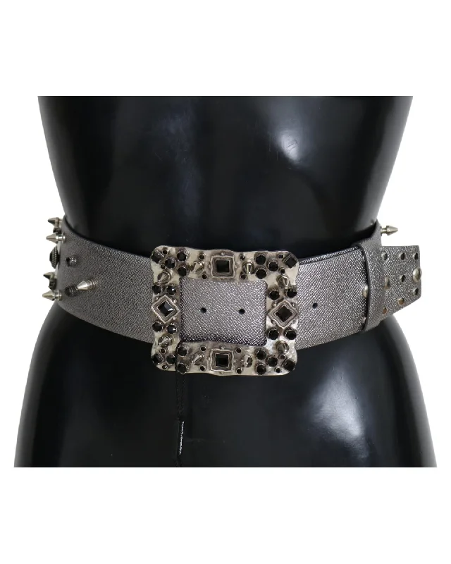 Dolce & Gabbana  Studded Silver Leather Belt