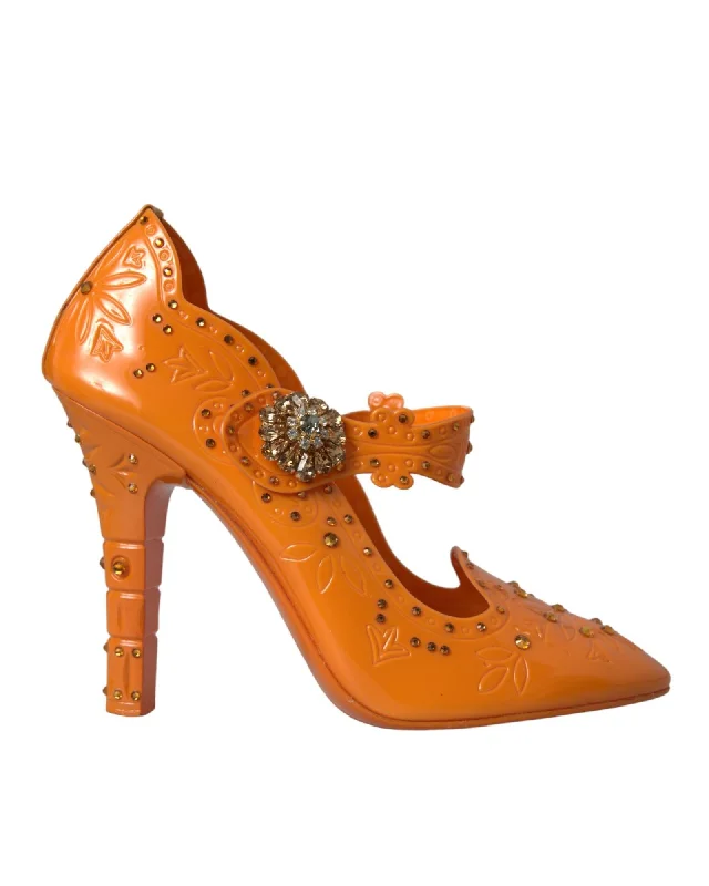 Dolce & Gabbana  Embellished Slingback Pumps Orange
