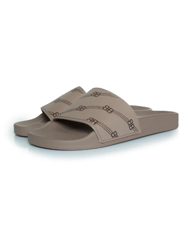 Balenciaga BB Logo Slide Sandals Casual Comfort Women Brown | Brown