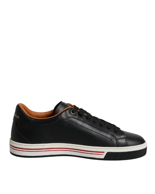 Dolce & Gabbana Leather Sneakers Low Top Style Men Blackwhite