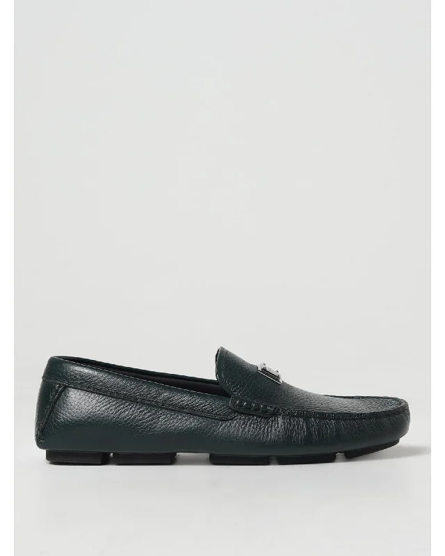 Dolce & Gabbana Leather Loafers Driving Shoes Men Green
