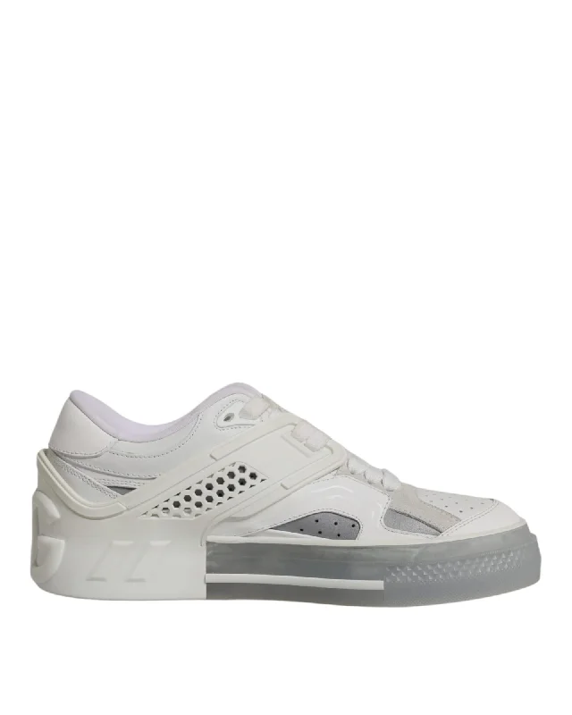 Dolce & Gabbana Lace Leather Low-Top Sneakers with Logo Details