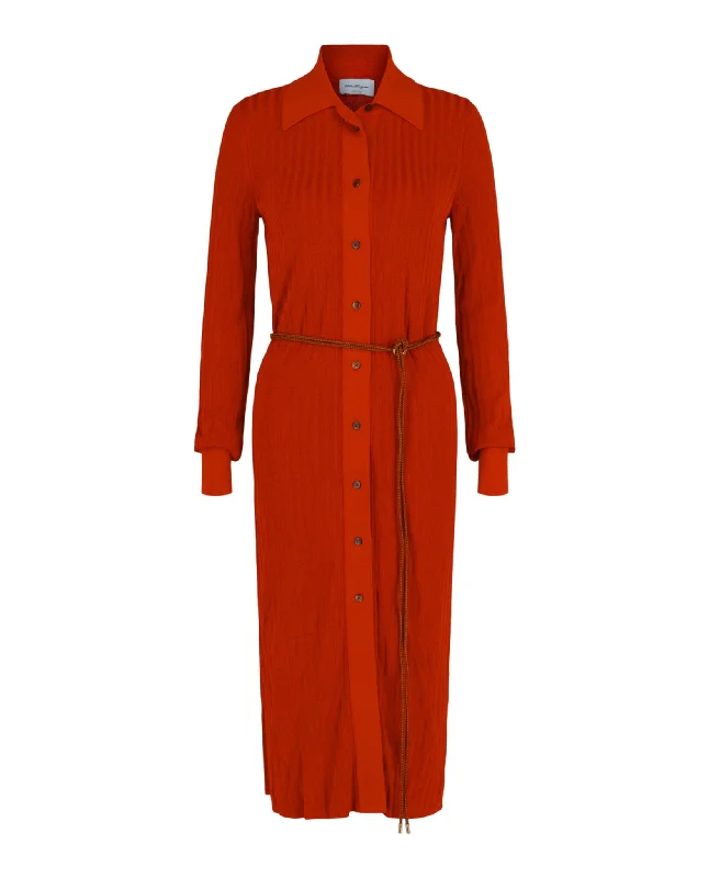 Ferragamo Womens Ribbed Knit Midi Dress