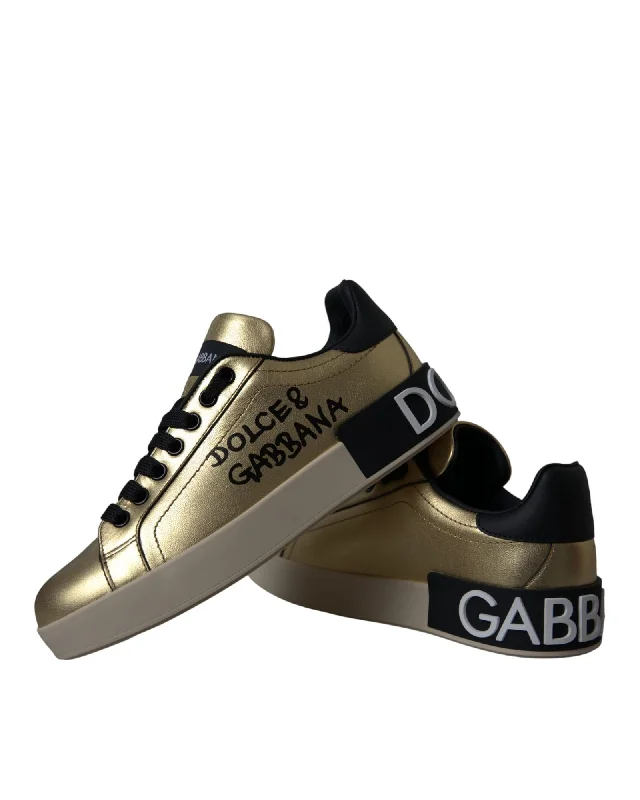 Dolce & Gabbana  Mayfair Gold Leather Sneakers
