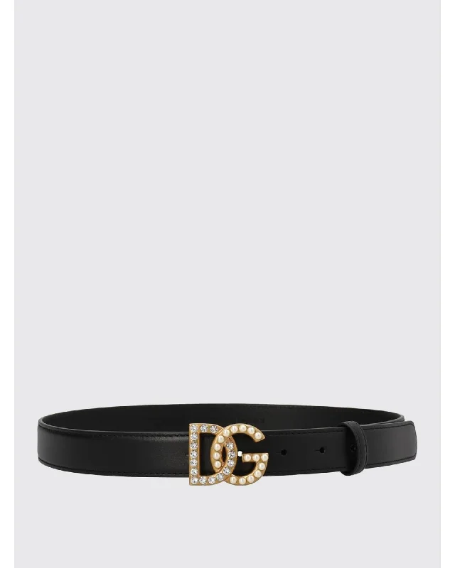 Dolce & Gabbana Leather Belt DG Buckle Women Black