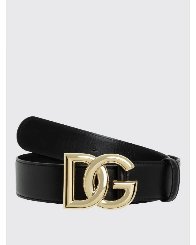 Dolce & Gabbana DG Logo Leather Belt Women Black