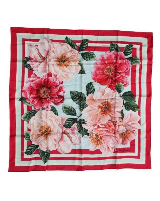 Dolce & Gabbana Floral Print Silk Scarf Women Multicolor Scarves