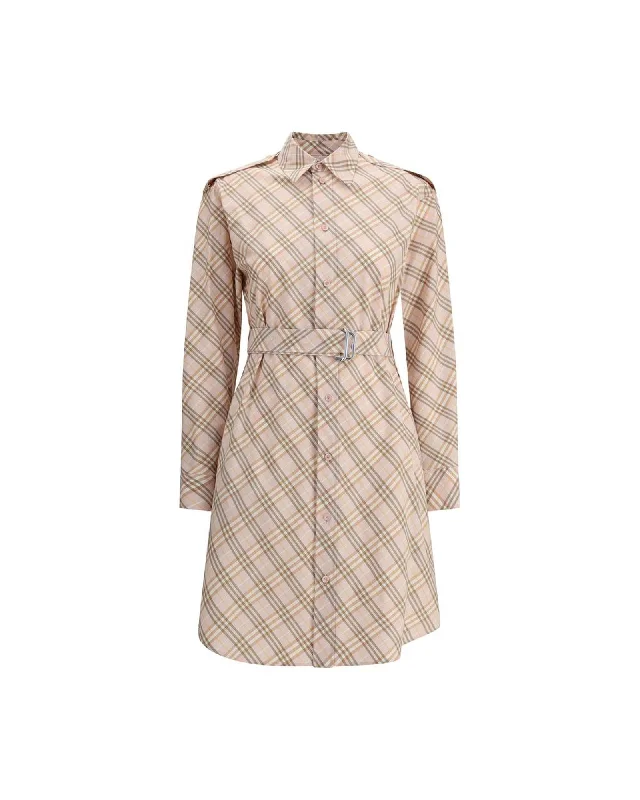 Burberry Shirt Dress Plaid Mini Women Multicolor Dresses