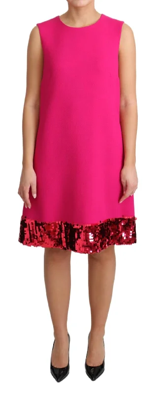 Dolce & Gabbana Fuchsia Sequin Sleeveless Dress