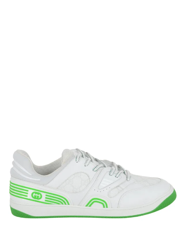 Gucci Mens Basket Leather Low-Top Sneakers
