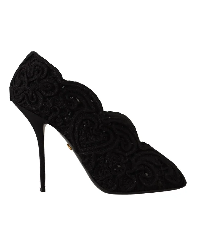 Dolce & Gabbana  Black Lace Pumps Pointed Toe Stiletto Heel