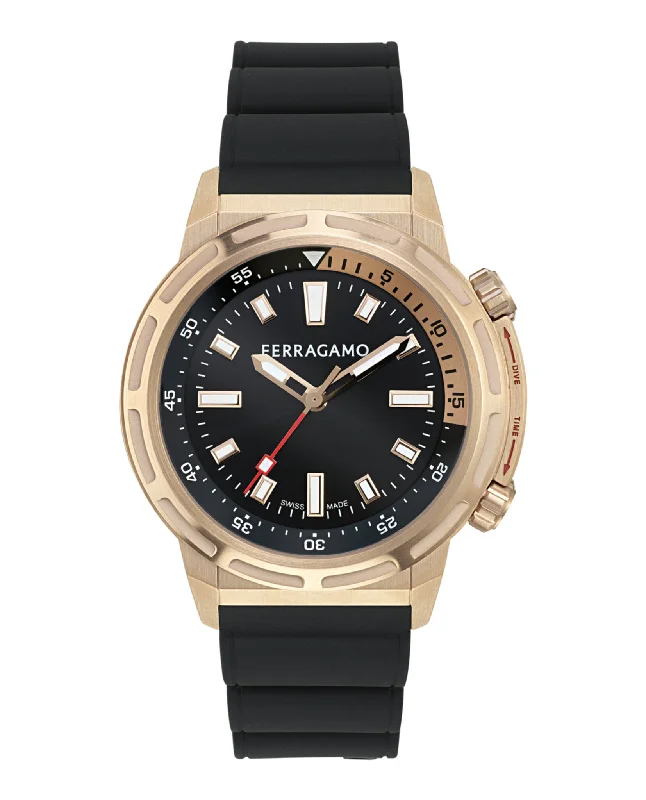 Ferragamo Mens  Rose Gold 46mm Strap Fashion Watch