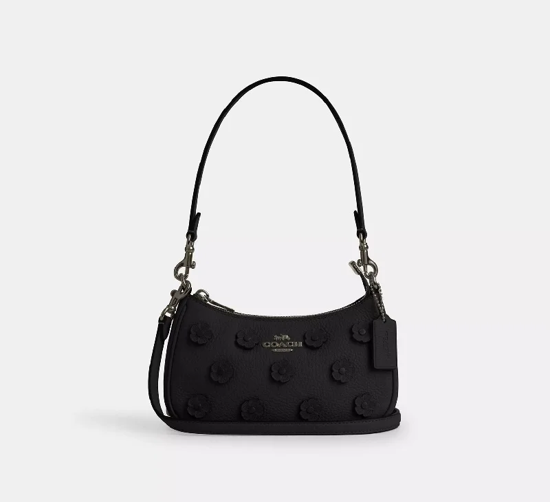 Coach Teri Mini Crossbody Bag With Floral Applique Black 