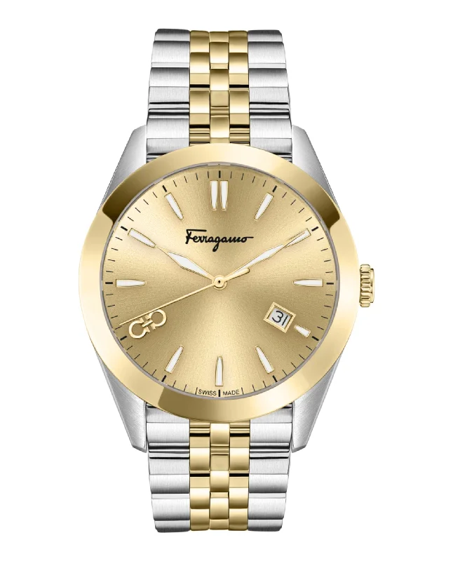 Ferragamo Mens  Two Tone 42mm Bracelet Fashion Watch