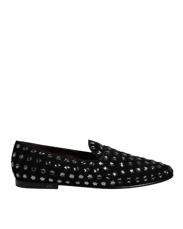 Dolce & Gabbana Crystal Star Loafers Men Black