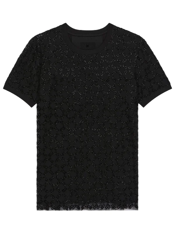 GivenchyDouble layer slim fit T-shirt in cotton and tulle