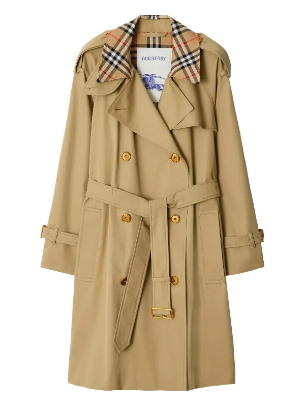 Burberry Castleford Medium Trench Coat with Check Collar