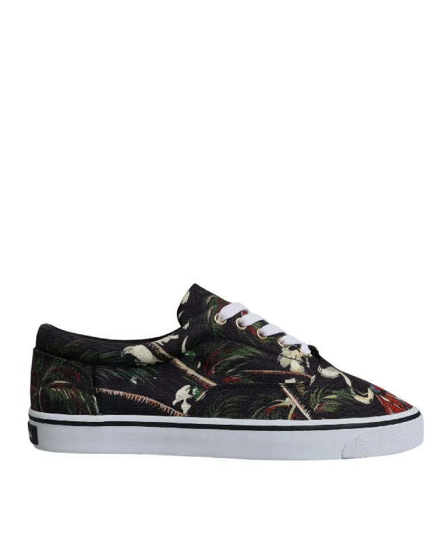 Dolce & Gabbana Floral Print LowTop Canvas Sneakers Men Black