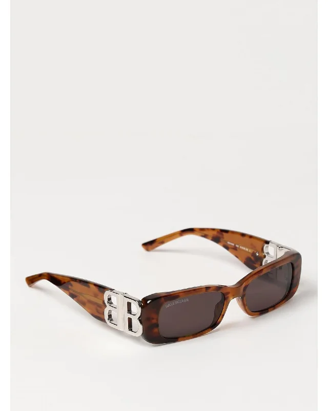 Balenciaga BB0040S Sunglasses Tortoise Rectangle Women Brown