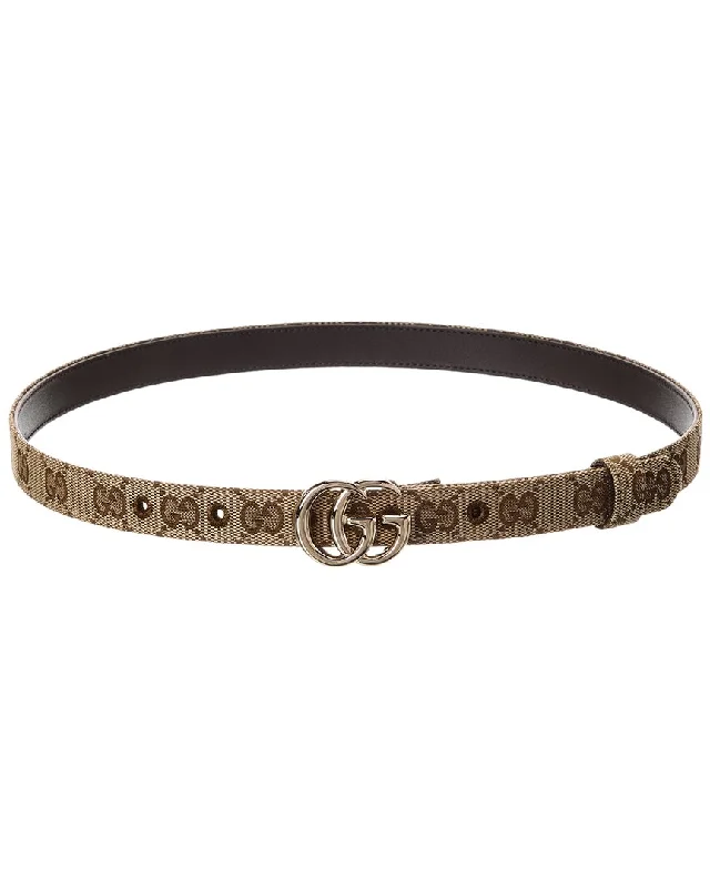 Gucci Gg Marmont Thin Gg Canvas Belt