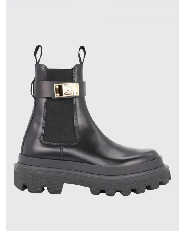 Dolce & Gabbana Chelsea Boots Lug Sole Women Black Ankle