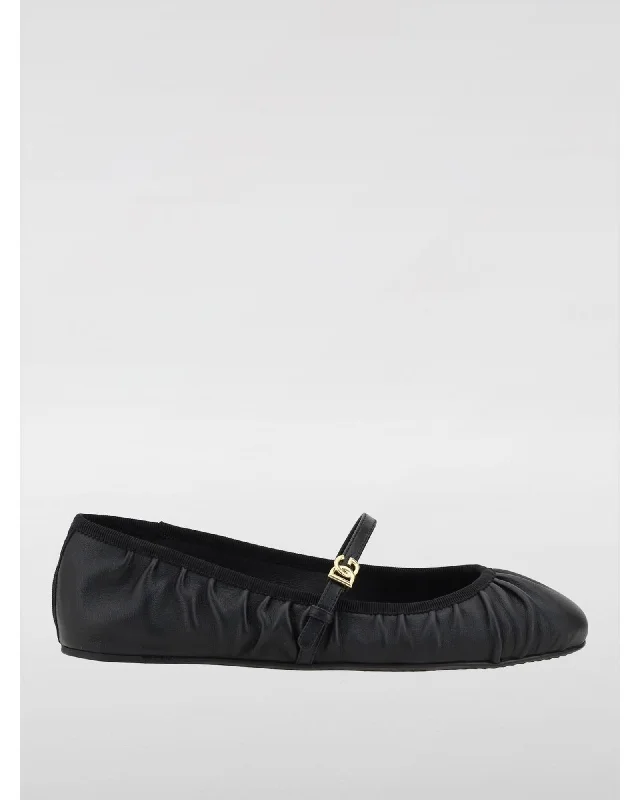 Dolce & Gabbana Leather Ballerina Flats Women Black Ballet & Dance