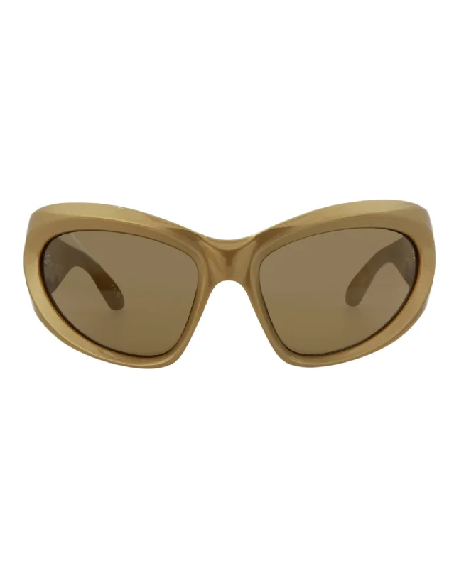 Balenciaga Unisex Shield/Wrap Gold Gold Brown Fashion Designer Eyewear