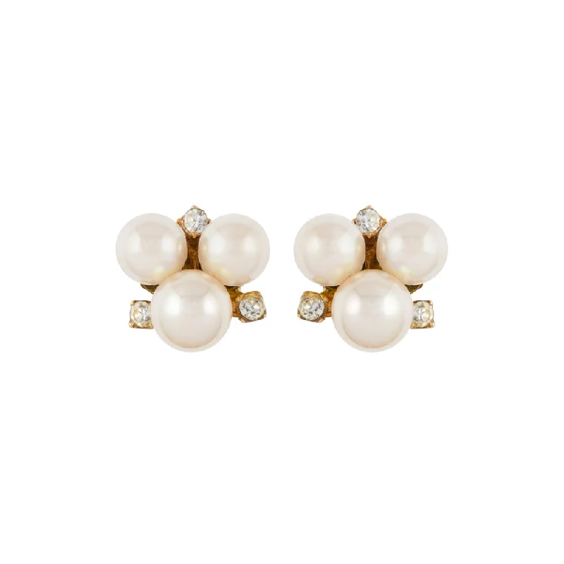 1980s Vintage Christian Dior Faux Pearl Clip-On Earrings