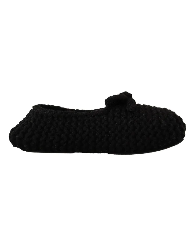 Dolce & Gabbana  Knitted Wool Slippers - Black