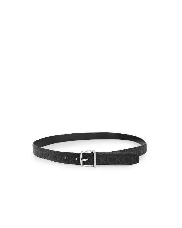 Calvin Klein Jeans  Monogram Leather Belt for Men - Black