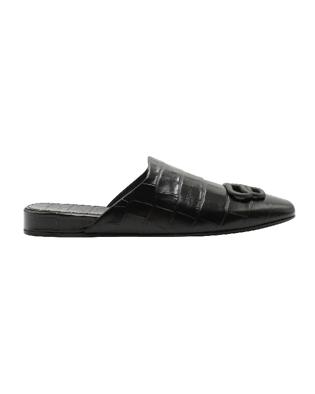 Balenciaga BB Mode Leather Mules Women Black Flats
