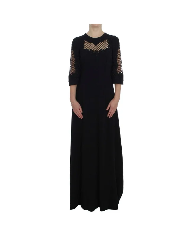 Dolce & Gabbana Lace Detail Maxi Dress Women Black Dresses