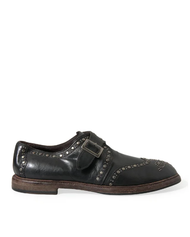 Dolce & Gabbana  Studded Leather Monk Shoes Black