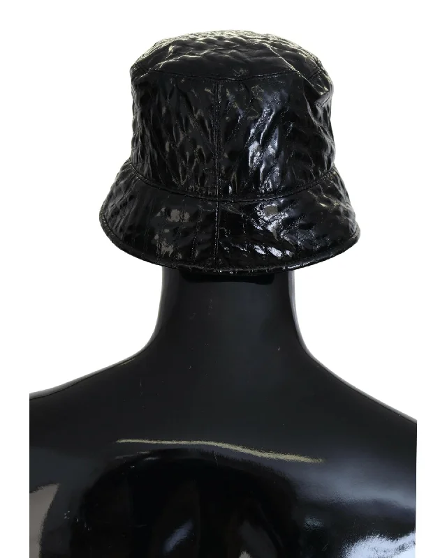 Dolce & Gabbana  Black Leather Bucket Hat
