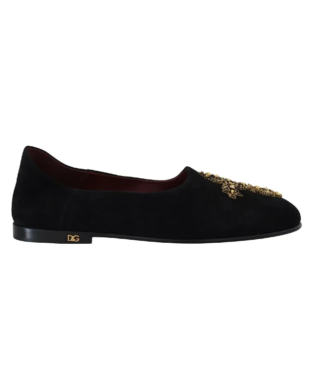 Dolce & Gabbana Sequined Cross Slip On Loafers Shoes