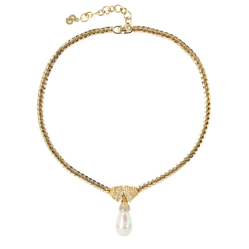 1980s Christian Dior Faux Pearl Drop Necklace